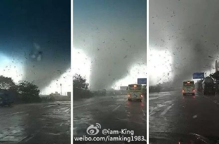4日、広東省で竜巻が発生した。目撃者がネットに投稿した写真（weibo.com/iamking1983）